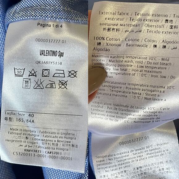 RED VALENTINO Ruffle Trim Cotton Button Down Shirt in Blue Size S/4 - Picture 10 of 14